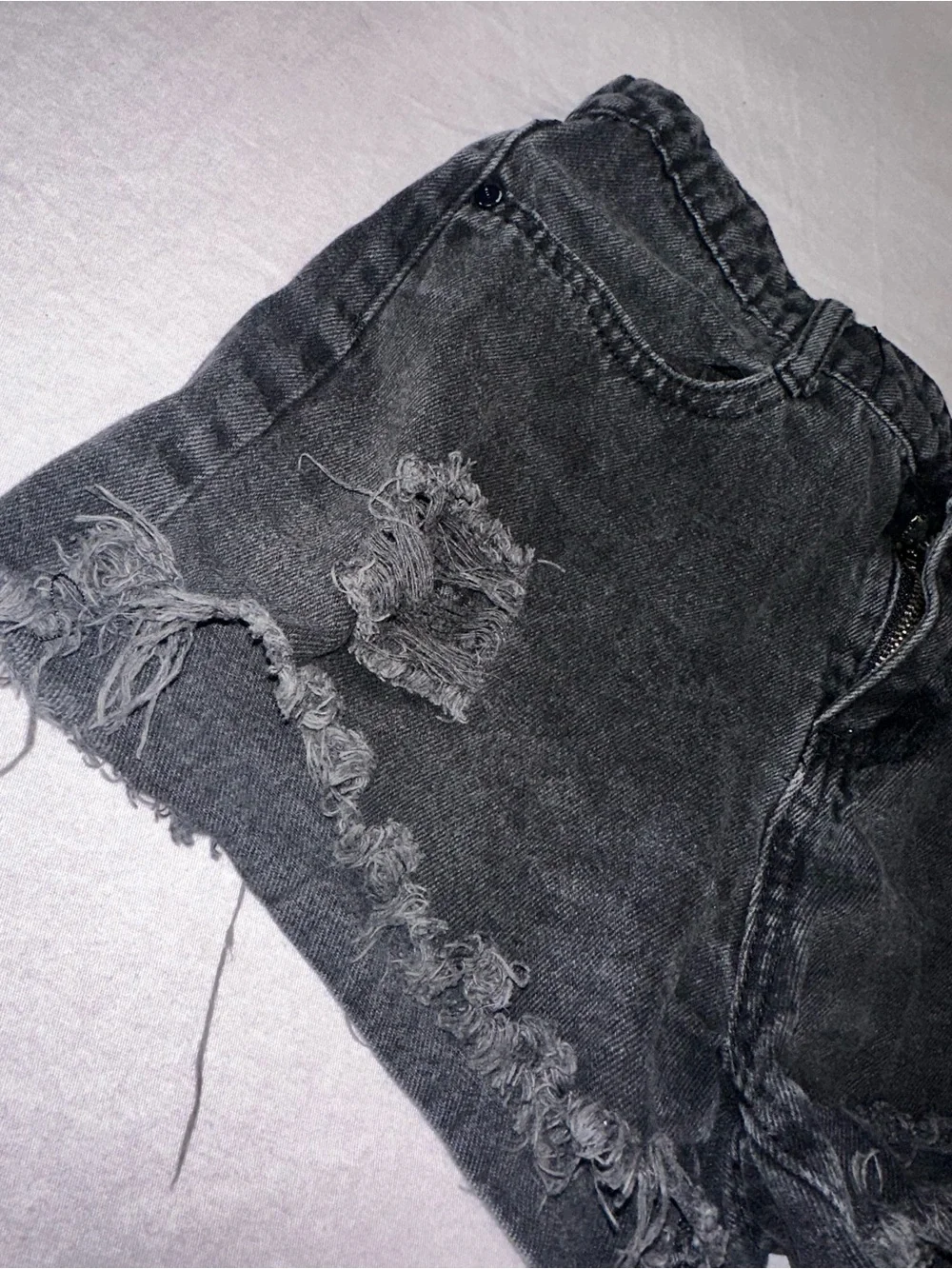 Distressed Black Denim Women's Cutoff Shorts